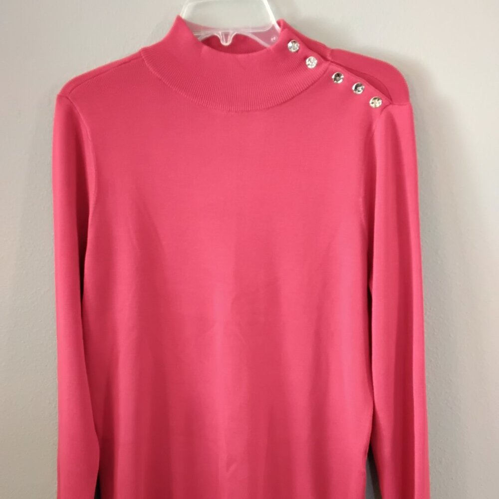 Chico's Ribbed Knit Turtleneck Sweater, Red, Size 2 (US- Large)